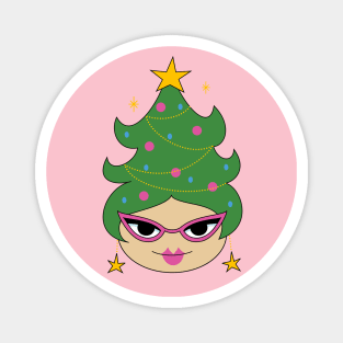 Retro Christmas Tree Cute Beehive Hair Magnet